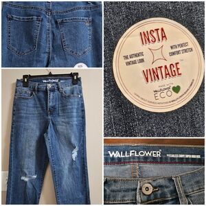 WallFlower Fearless Curvy Super High Rise Straight Jeans Distressed Size 3 Eco